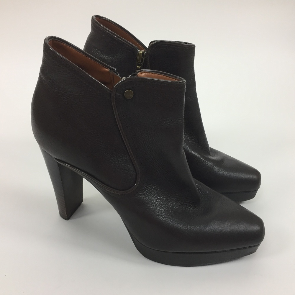 Calvin Klein Ankle Leather Brown Boots Size 10